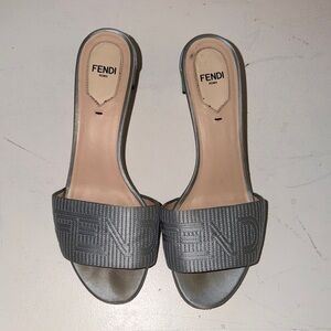 Fendi Women's Light Blue Slide Heels